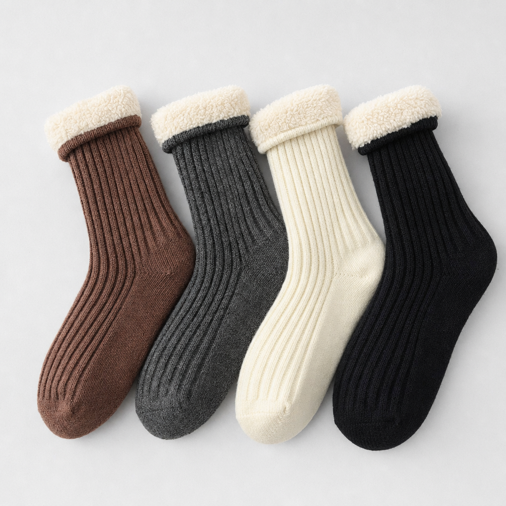 Thornbury Wool Blend Socks in cream, product shot
