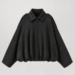 Thurlow Suede-Touch Zip Jacket in black, product shot