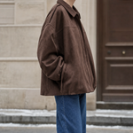 Thurlow Suede-Touch Zip Jacket in coffee brown, side view