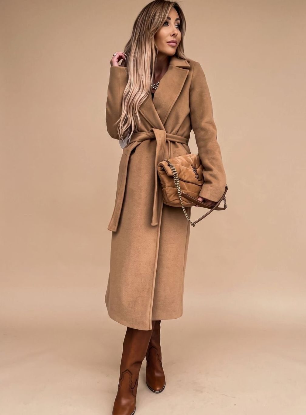Charlotte Belted Notch-Lapel Trench Coat