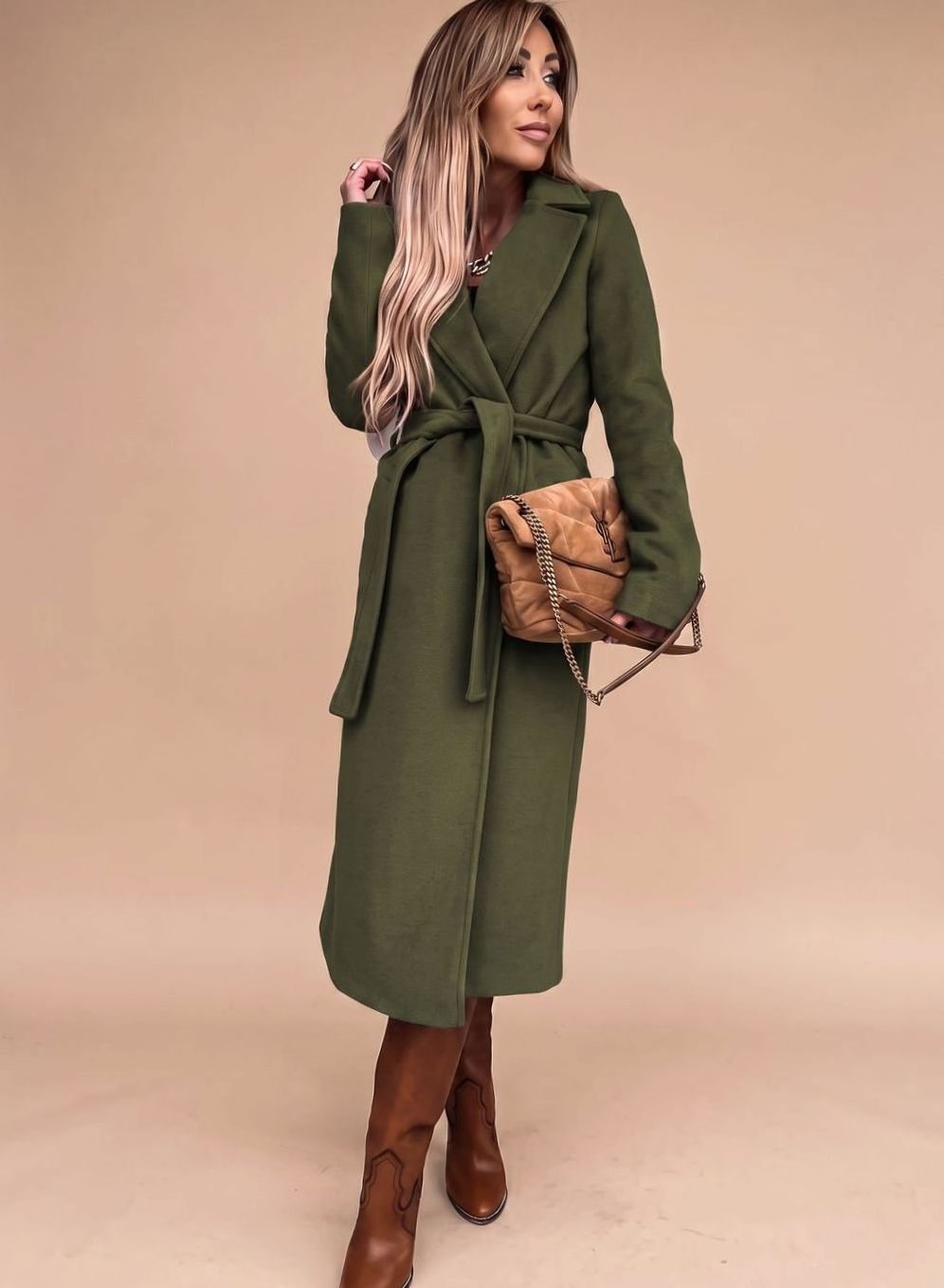 Charlotte Belted Notch-Lapel Trench Coat