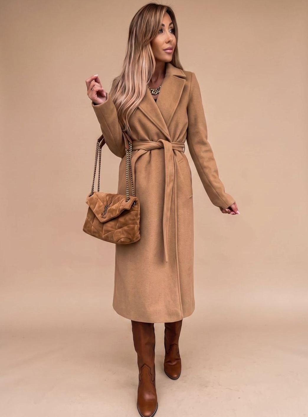 Charlotte Belted Notch-Lapel Trench Coat