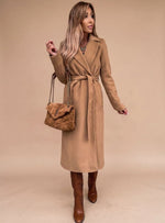 Charlotte Belted Notch-Lapel Trench Coat