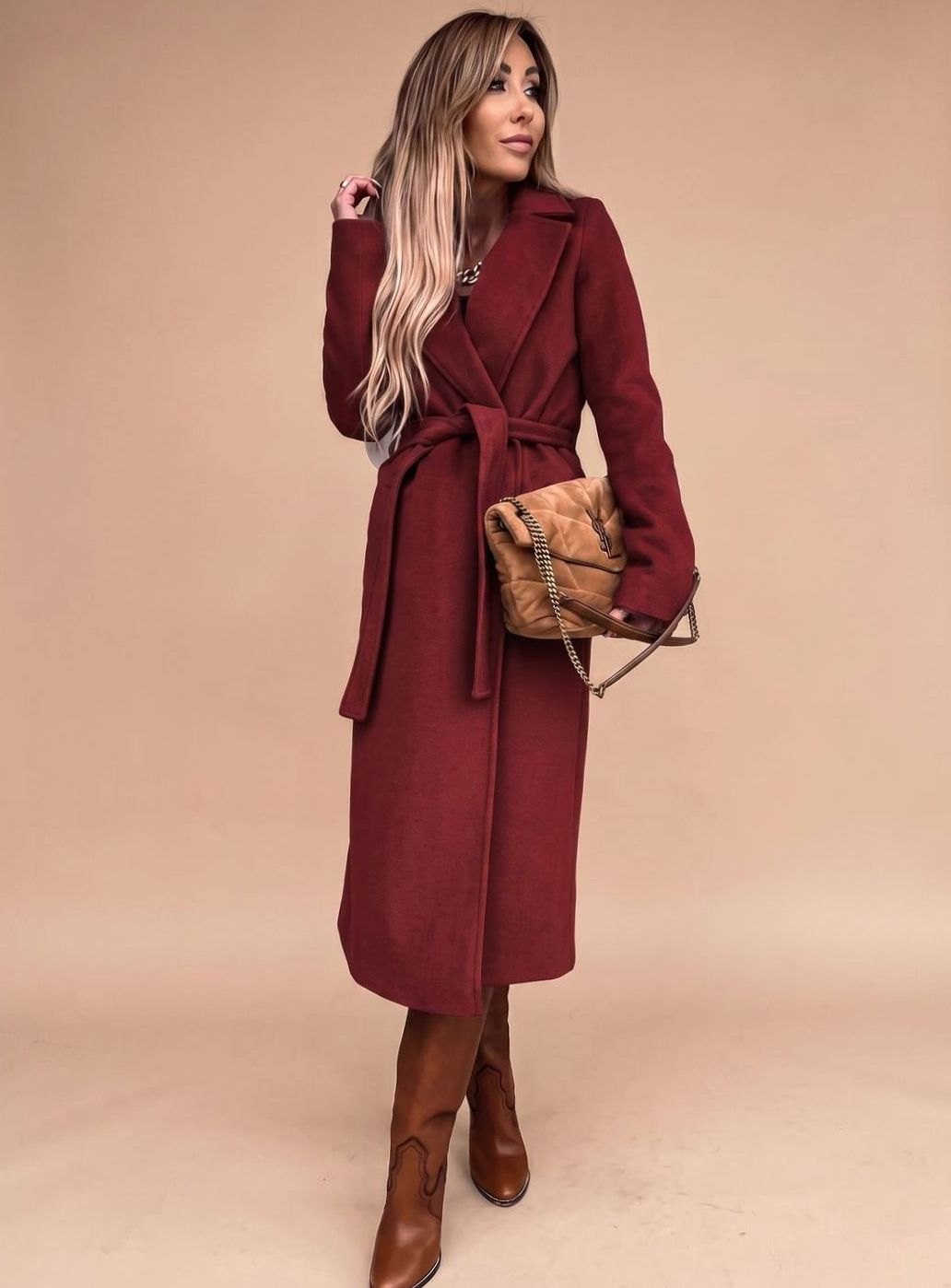 Charlotte Belted Notch-Lapel Trench Coat