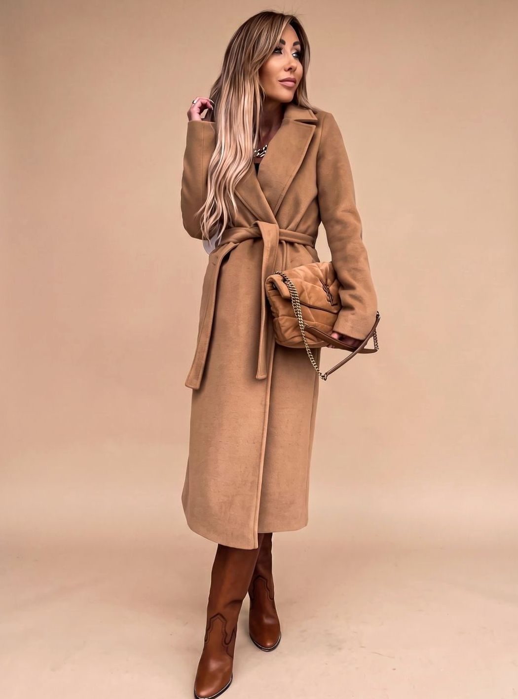 Charlotte Belted Notch-Lapel Trench Coat