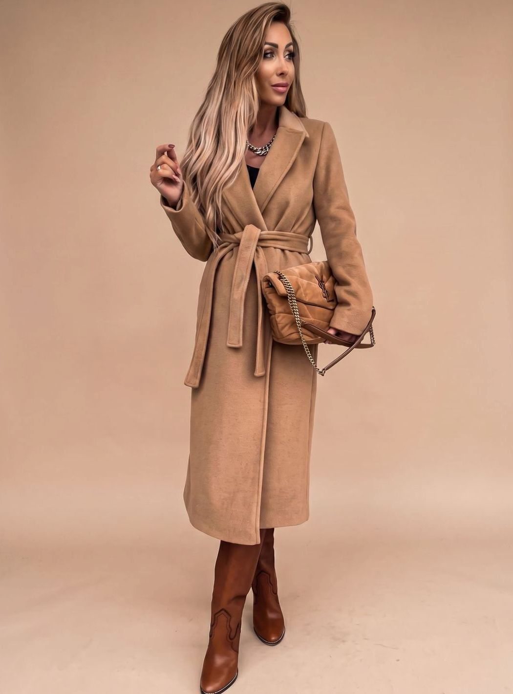 Charlotte Belted Notch-Lapel Trench Coat