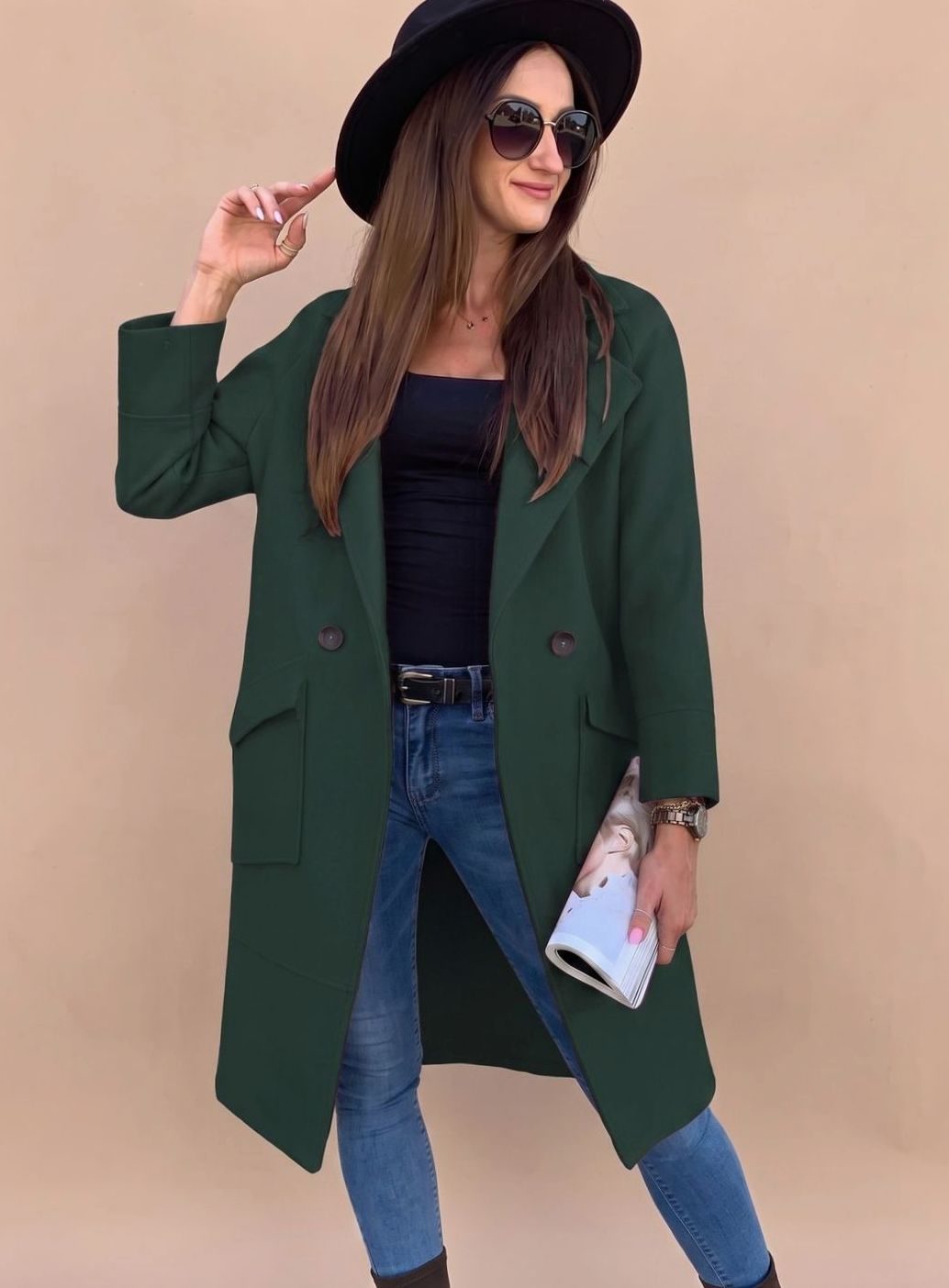 Marlene Double-Breasted Trench Coat with Pockets