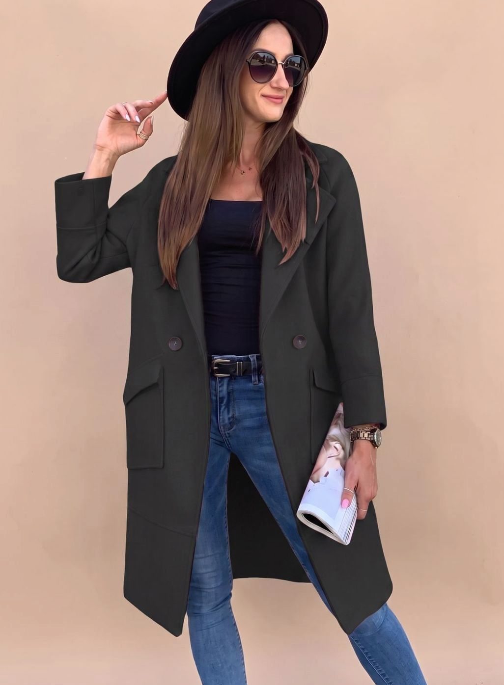 Marlene Double-Breasted Trench Coat with Pockets