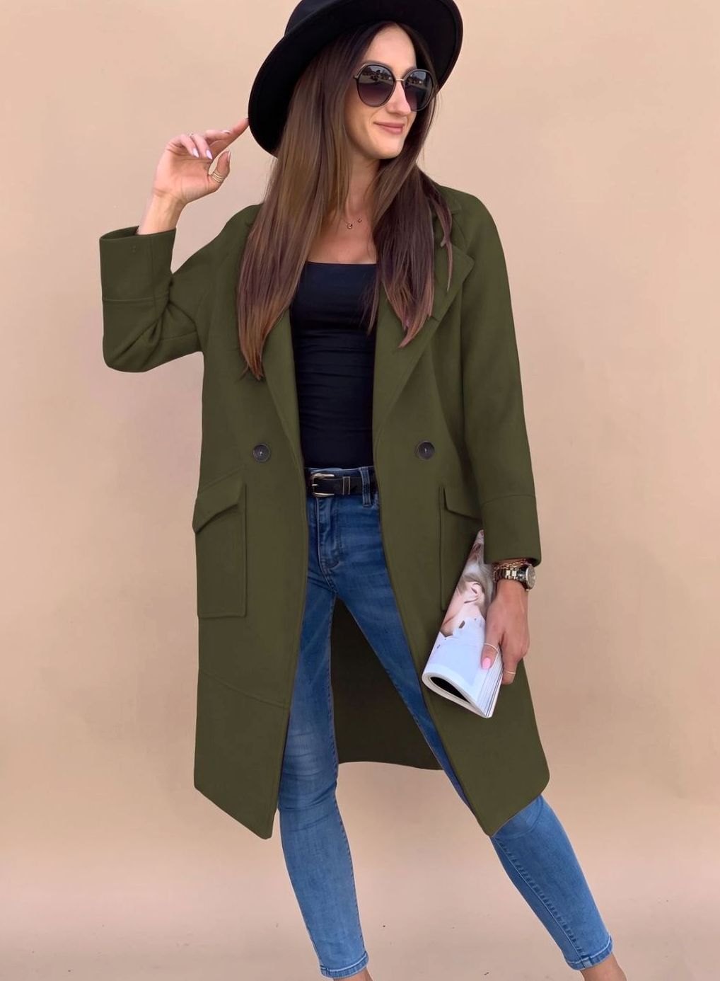 Marlene Double-Breasted Trench Coat with Pockets