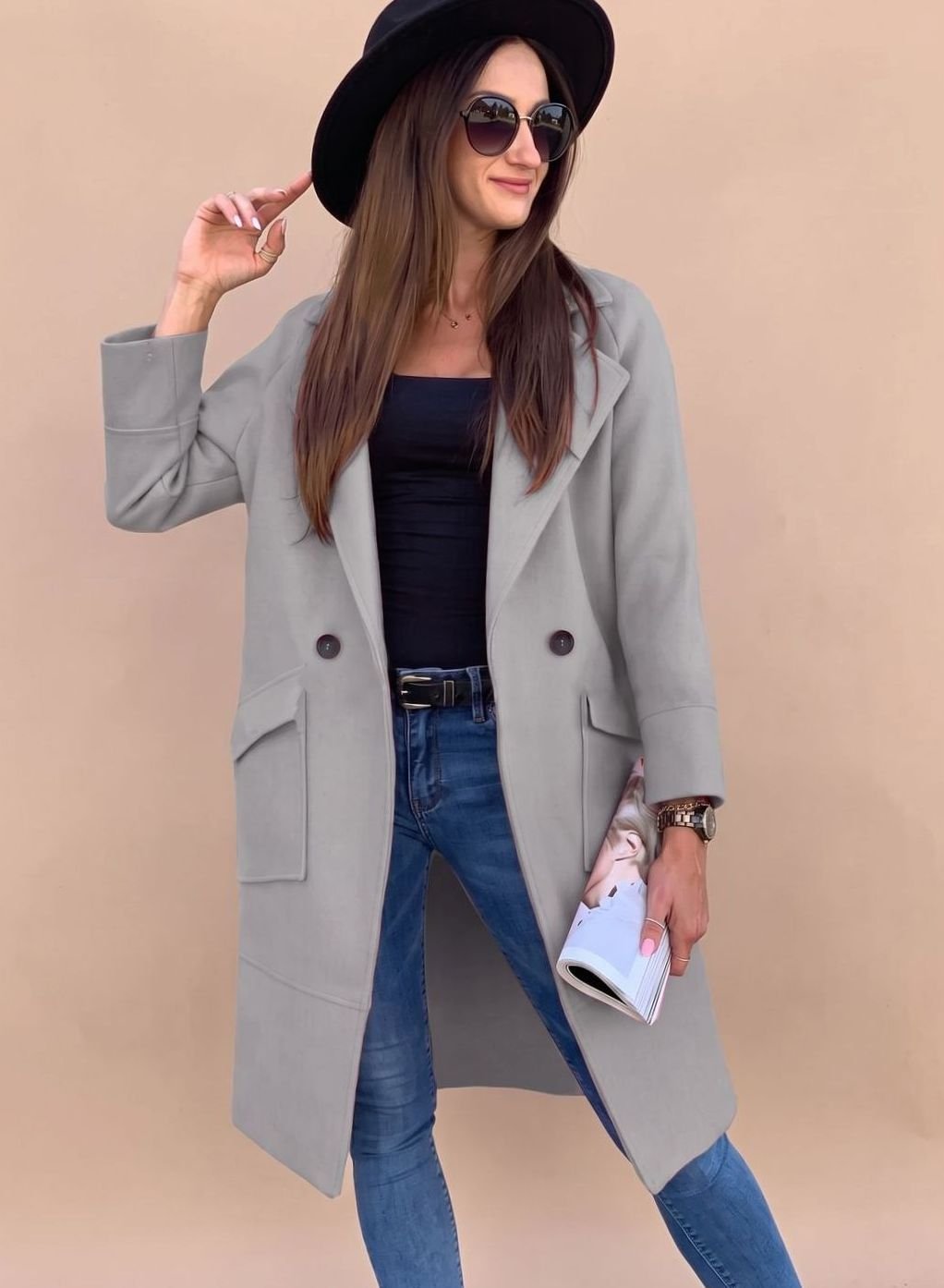 Marlene Double-Breasted Trench Coat with Pockets