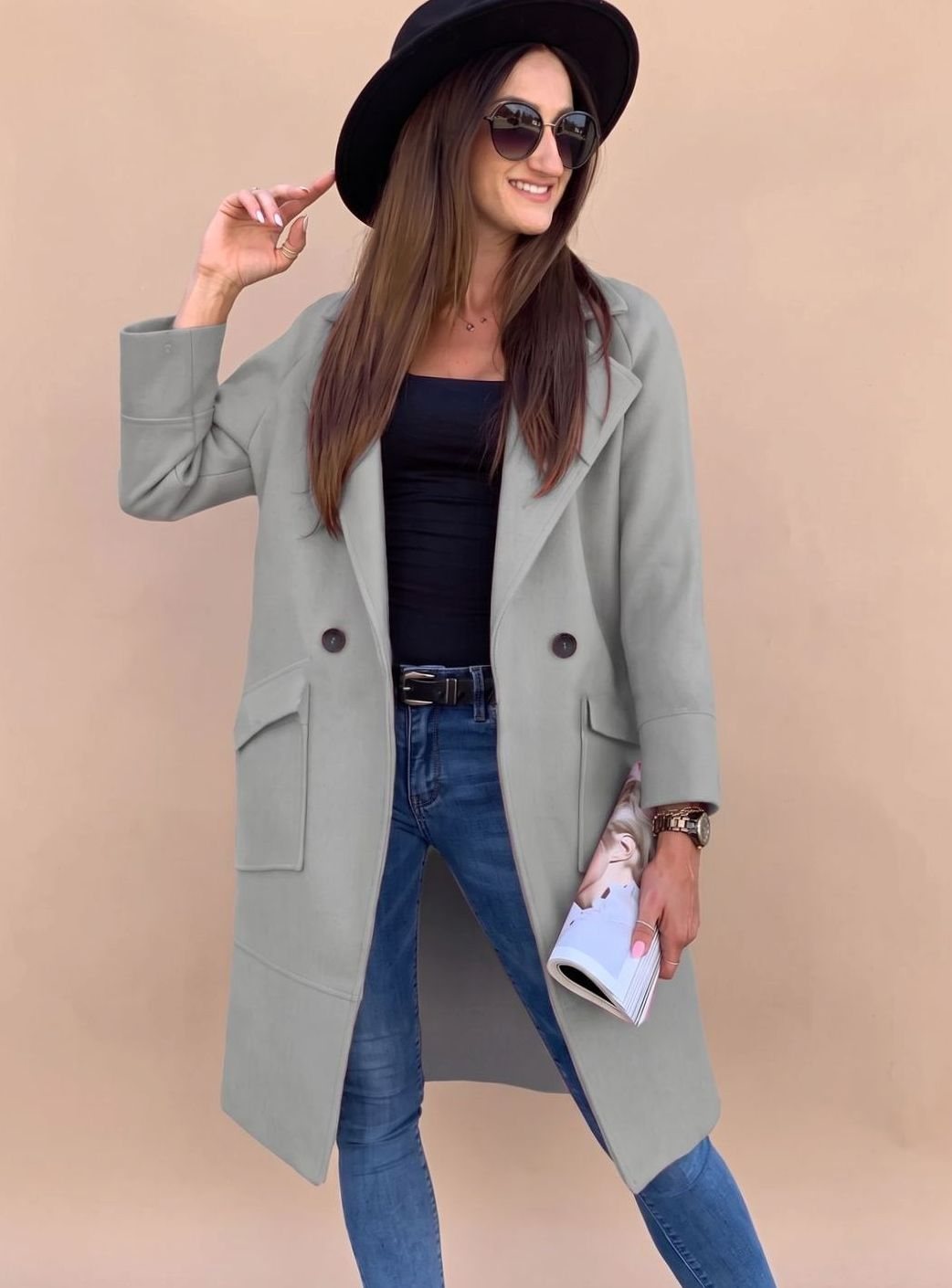 Marlene Double-Breasted Trench Coat with Pockets