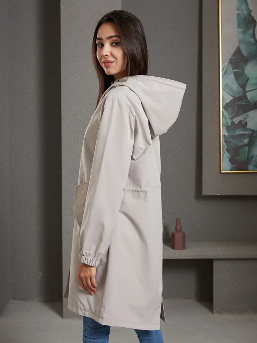 Emilia Water-Resistant Hooded Trench Coat