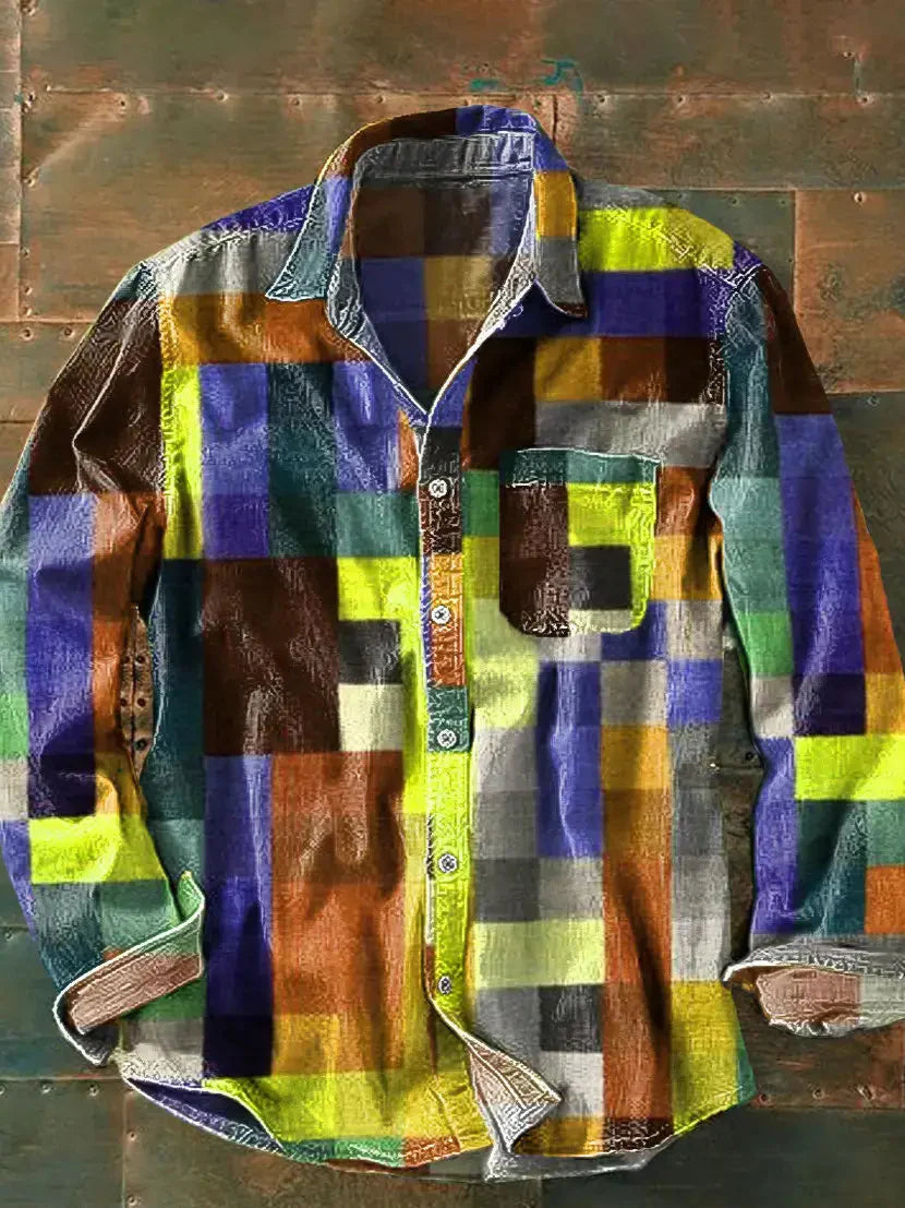 Franz Casual Long-Sleeve Patchwork Shirt