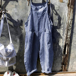Simon Vintage Striped Loose-Fit Overalls