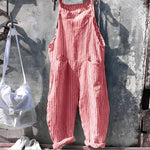 Simon Vintage Striped Loose-Fit Overalls