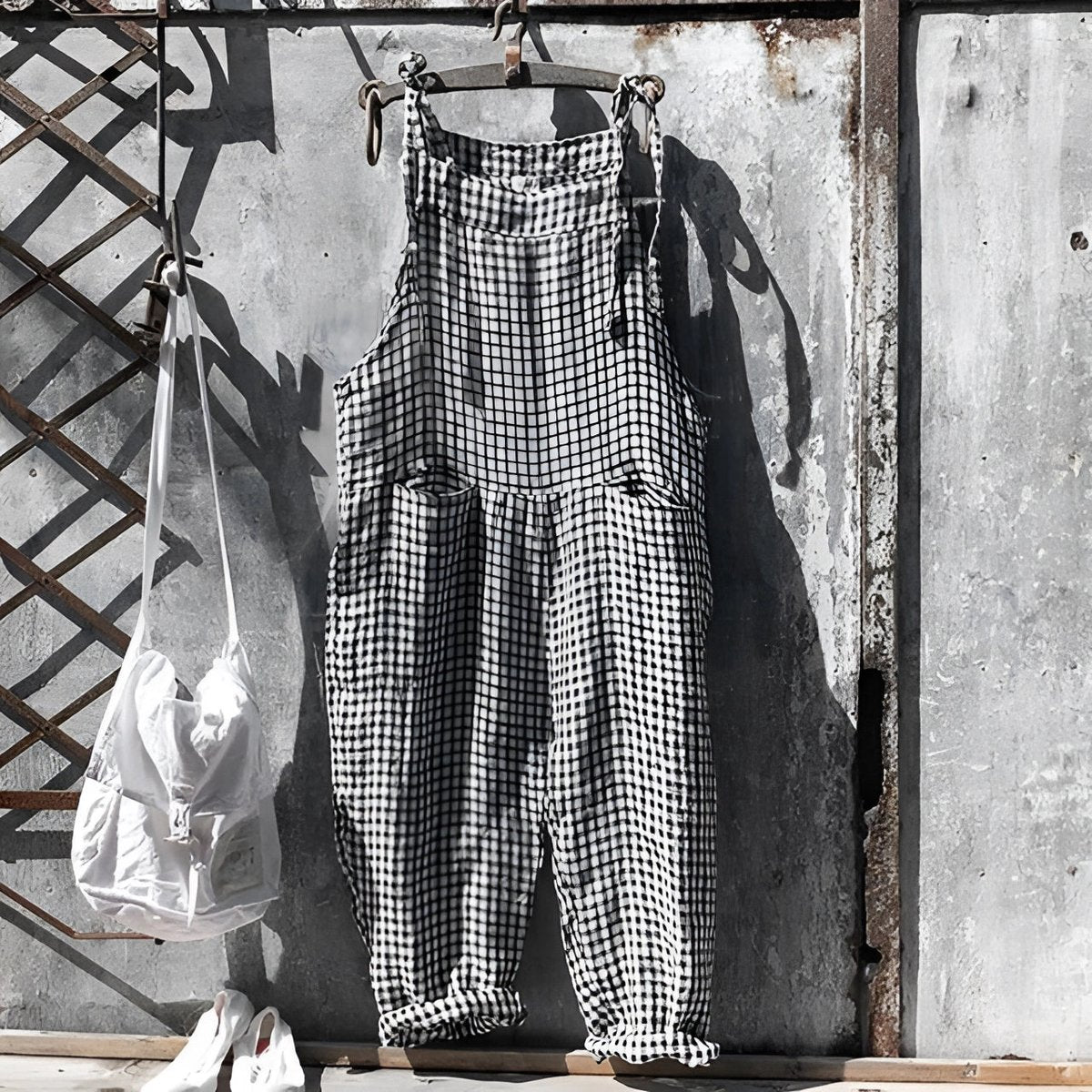Simon Vintage Striped Loose-Fit Overalls