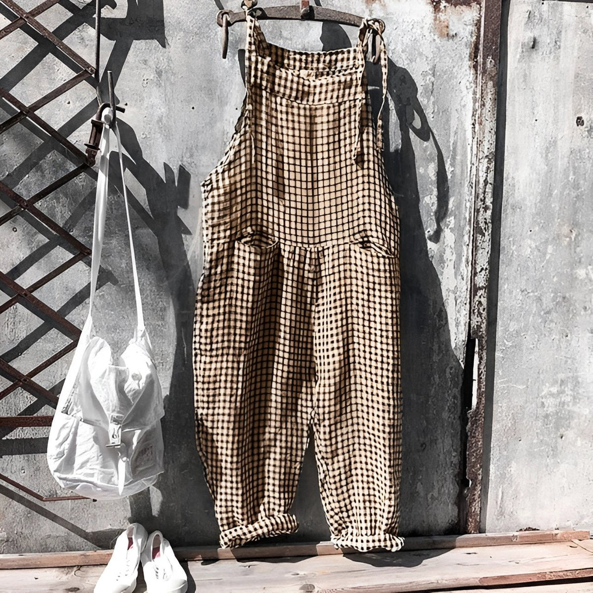 Simon Vintage Striped Loose-Fit Overalls