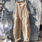 Simon Vintage Striped Loose-Fit Overalls