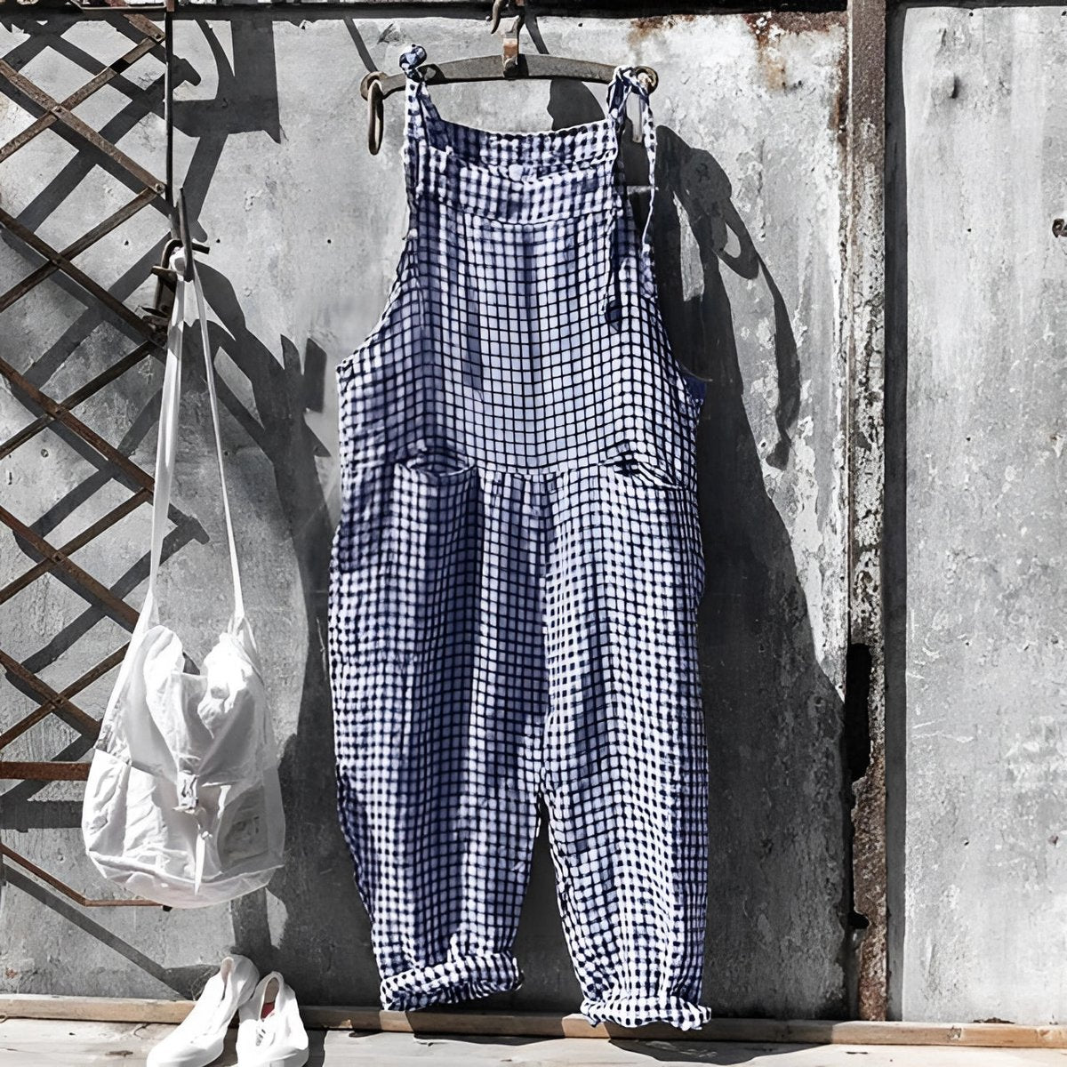 Simon Vintage Striped Loose-Fit Overalls