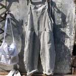Simon Vintage Striped Loose-Fit Overalls