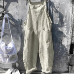 Simon Vintage Striped Loose-Fit Overalls