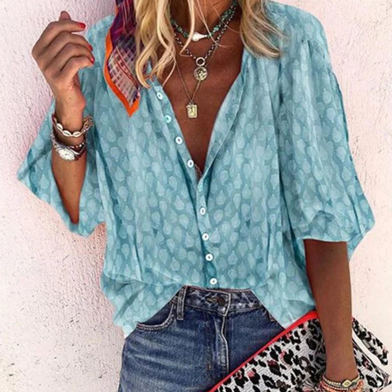 Gabriela Printed Button-Down Blouse