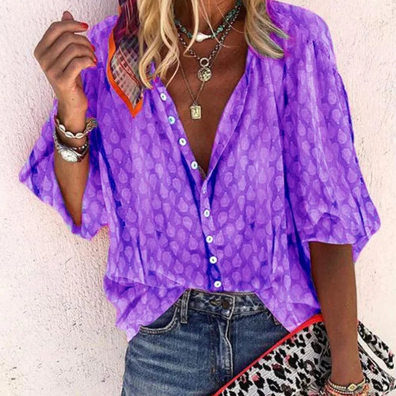Gabriela Printed Button-Down Blouse