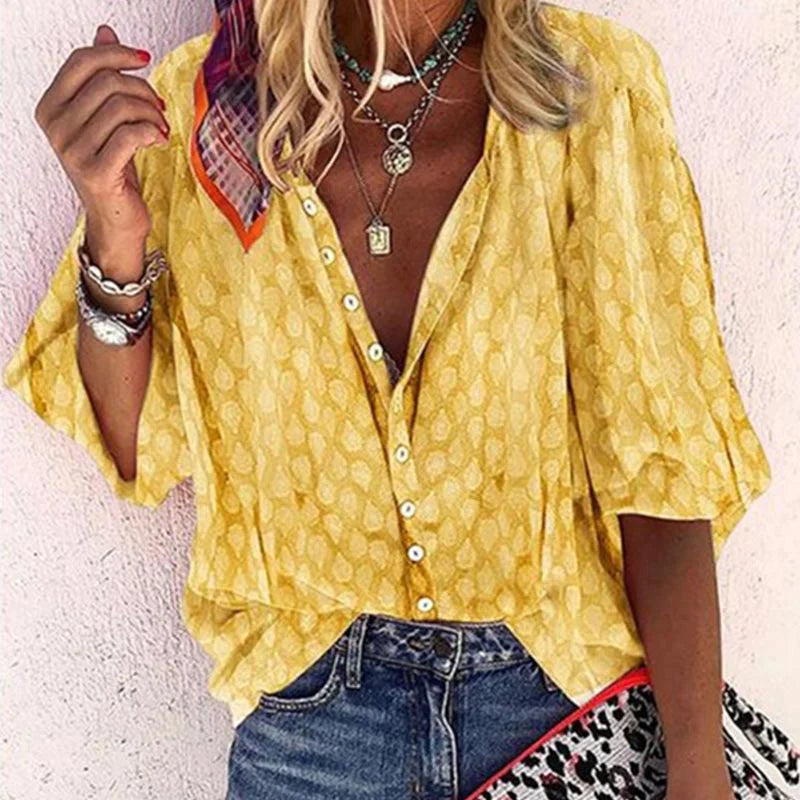 Gabriela Printed Button-Down Blouse