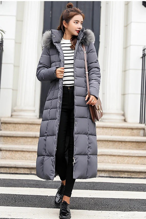 Franziska Long Hooded Quilted Winter Coat