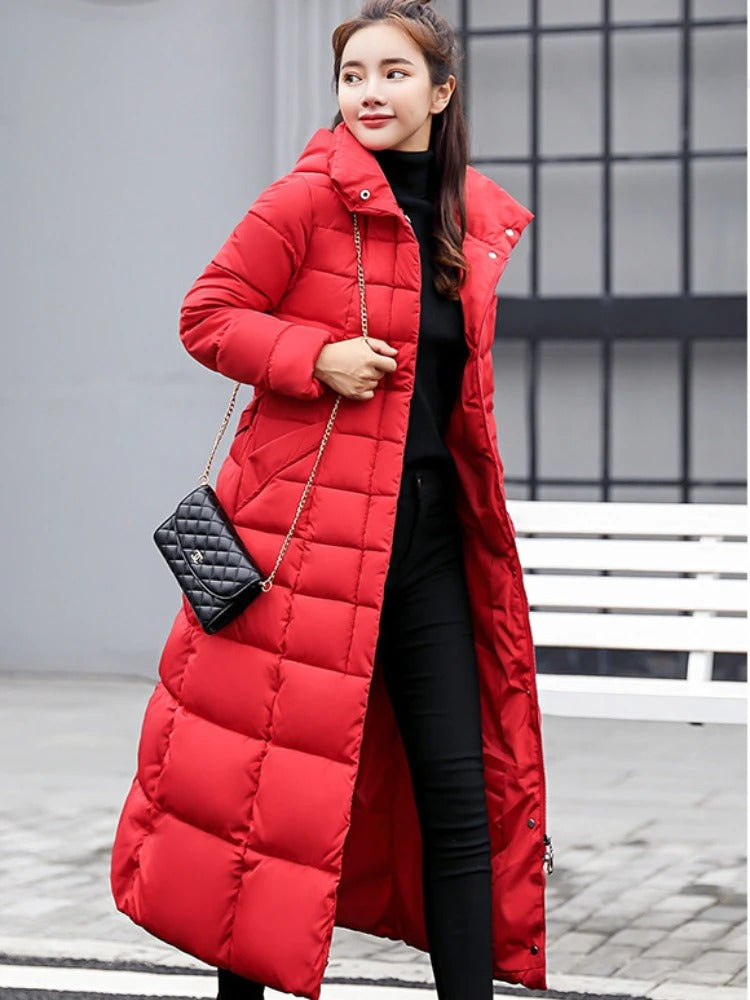 Frieda Long Quilted Hooded Coat