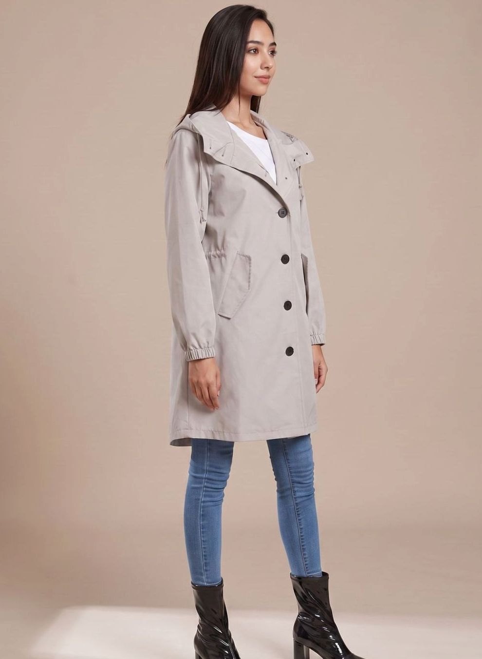 Greta Water-Resistant Hooded Outdoor Trench Coat