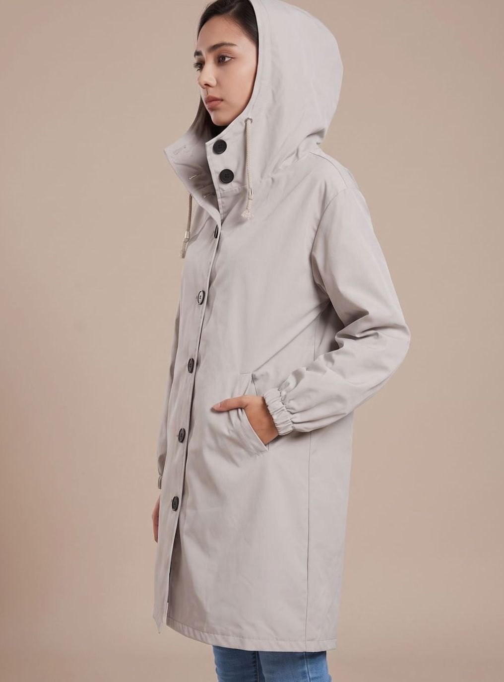 Greta Water-Resistant Hooded Outdoor Trench Coat