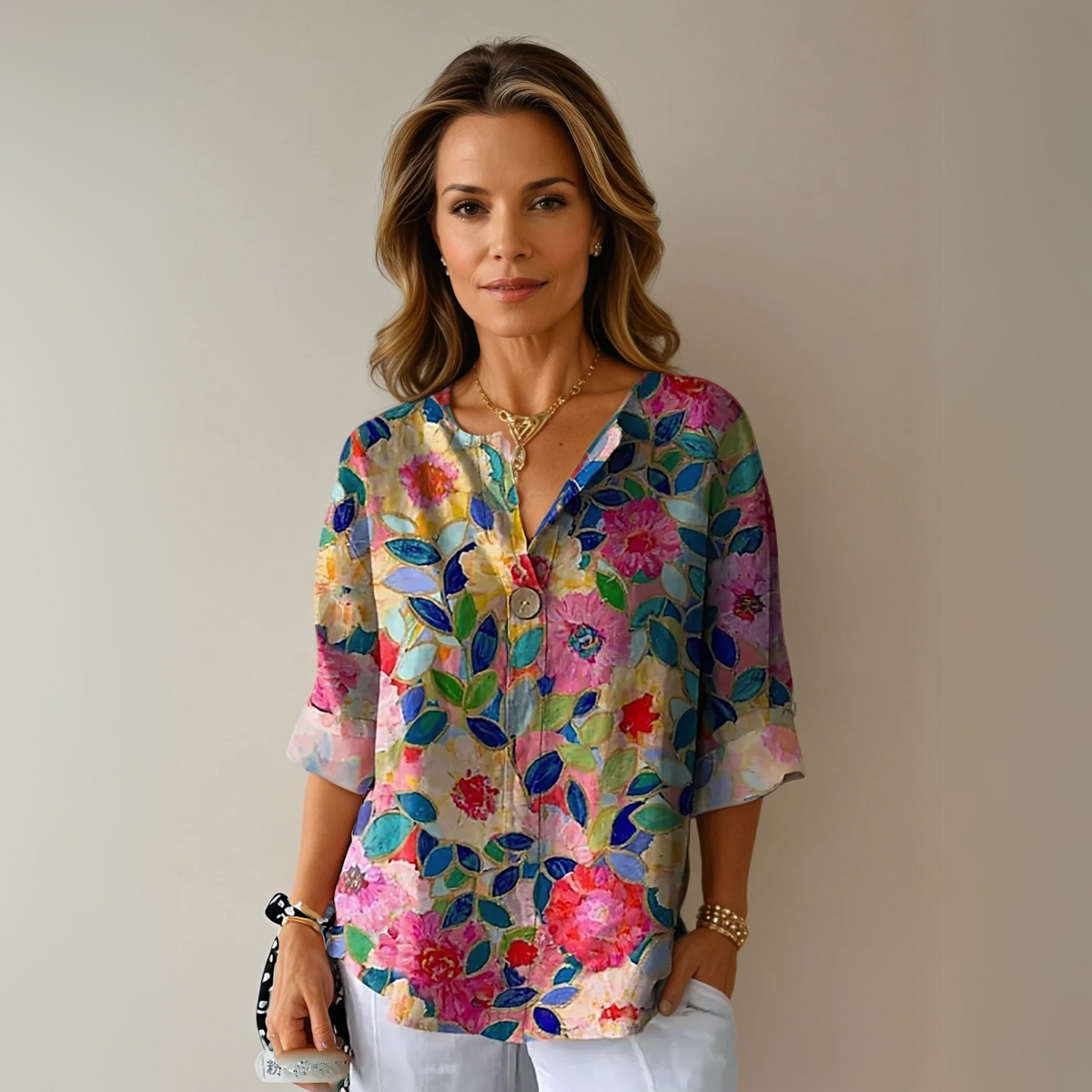 Isabella Floral Print V-Neck Top