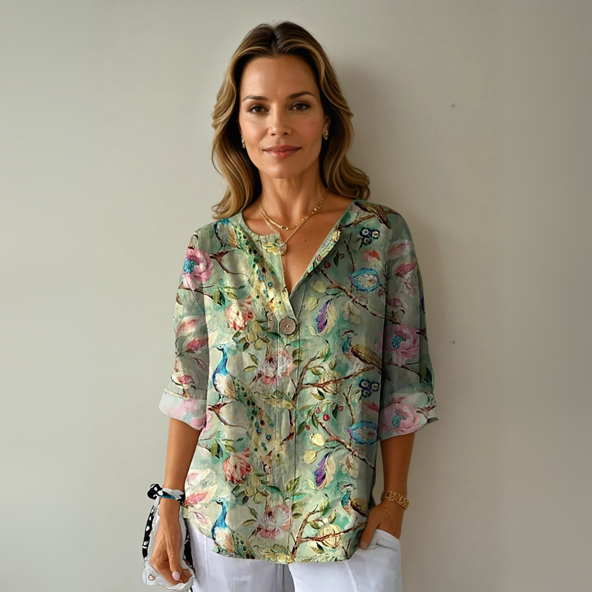 Isabella Floral Print V-Neck Top