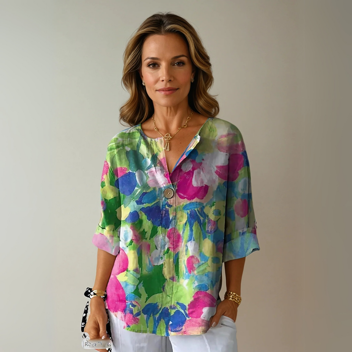 Isabella Floral Print V-Neck Top