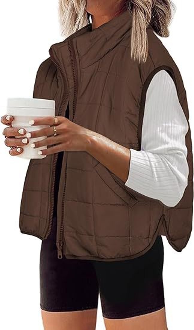 Sophie Quilted Stand Collar Zip Vest
