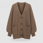 Wexford chunky knit button cardigan in brown, product shot