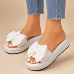Rosali Platform Bow Slide Sandals - Stylish Bow-Detail Platform Footwear