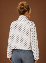Women's Polka Dot Lightweight Jacket Casual Drawstring Coat | Areleon