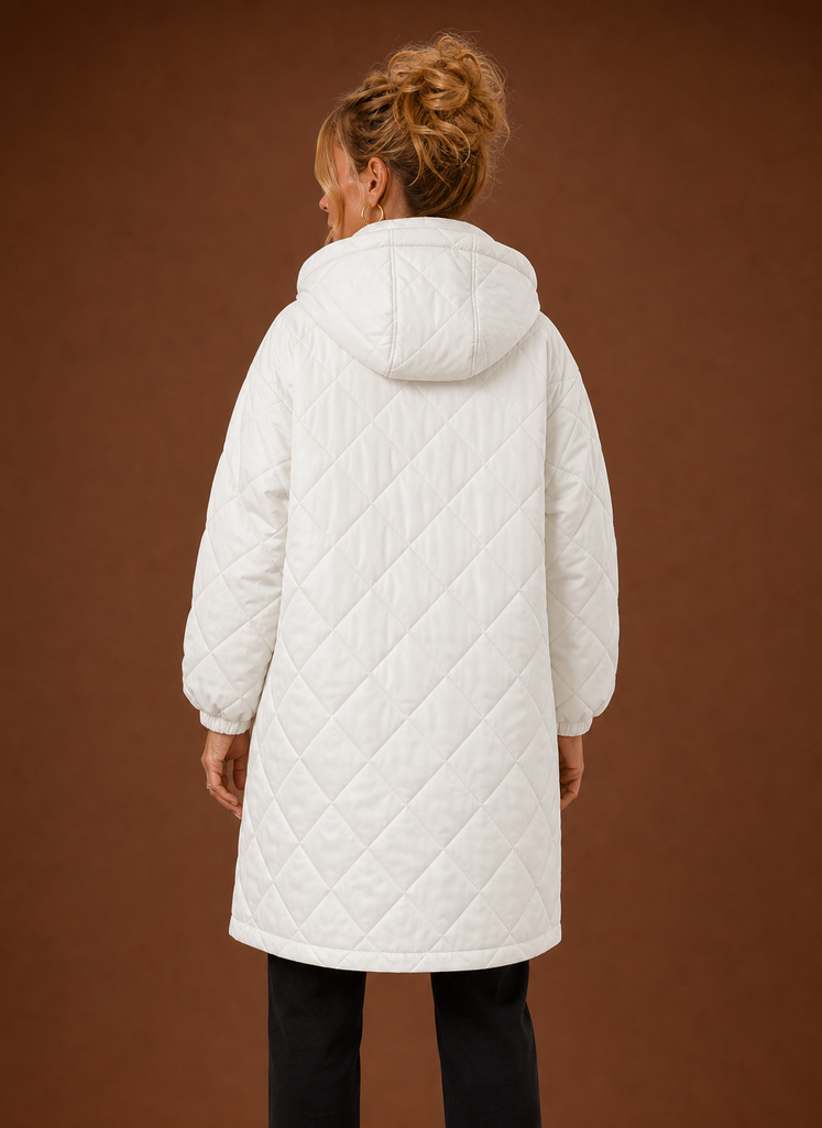 Women's Long Quilted Hooded Winter Coat | Areleon