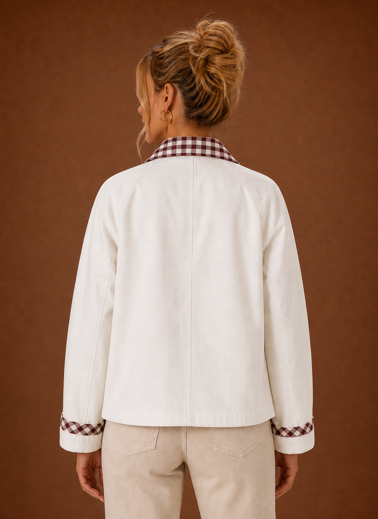 Women’s Barn Jacket - Check Collar Casual Coat | Areleon