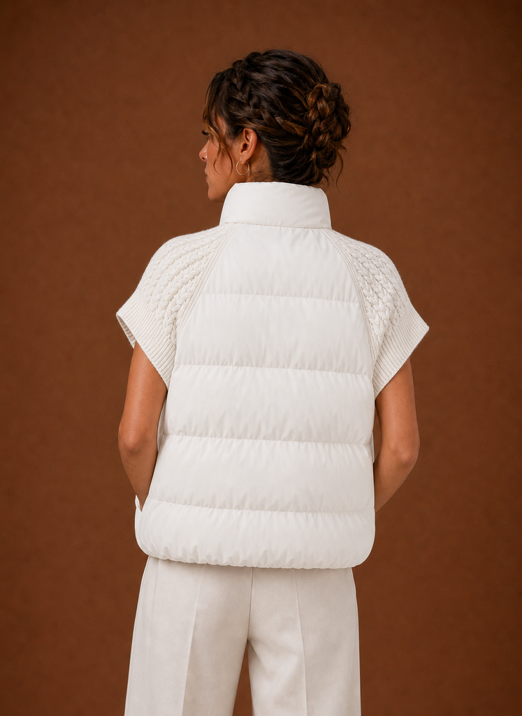 Women's Puffer Vest - Knit-Shoulder Sleeveless Jacket | Areleon