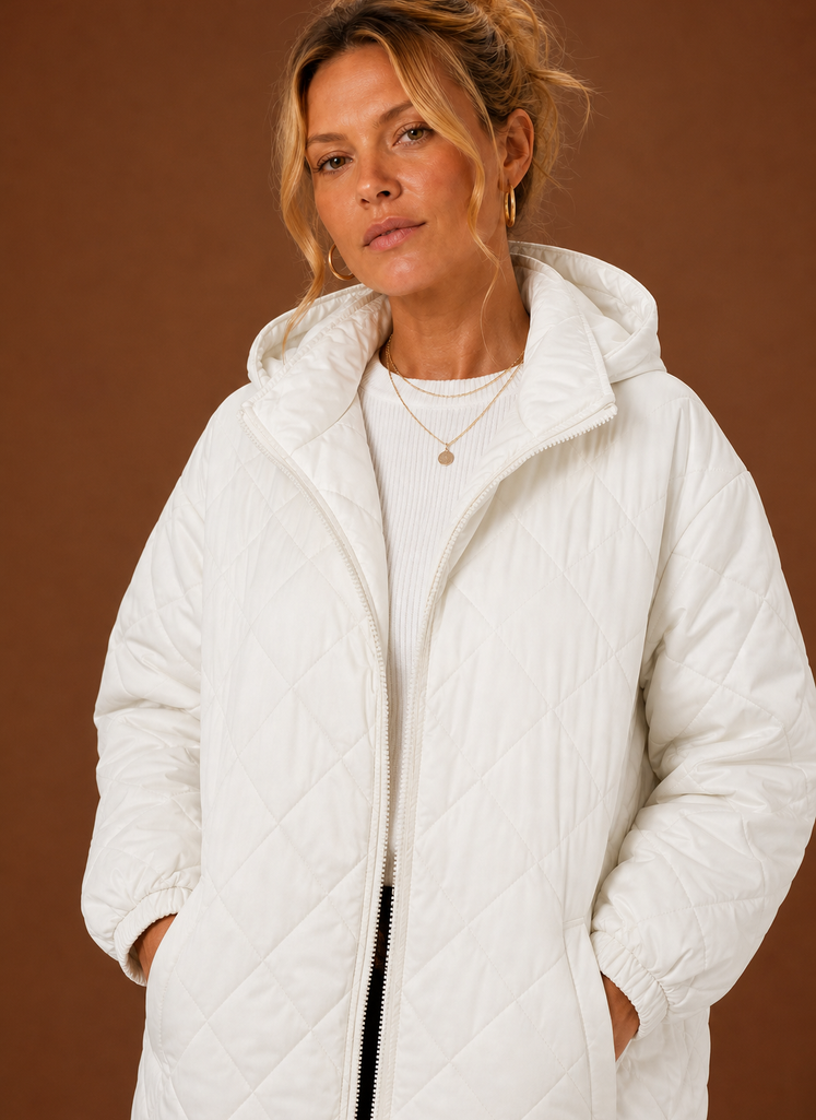 Women's Long Quilted Hooded Winter Coat | Areleon