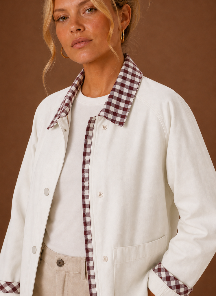 Women’s Barn Jacket - Check Collar Casual Coat | Areleon
