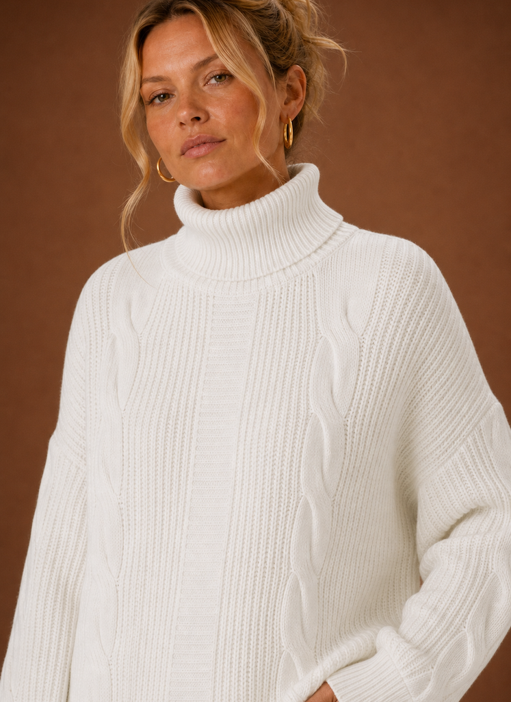 Women's Turtleneck Sweater Dress - Pullover Knit Dress | Areleon
