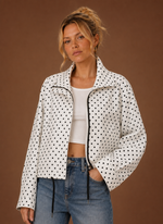 Women's Polka Dot Lightweight Jacket Casual Drawstring Coat | Areleon