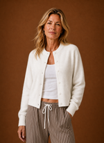 Women's Knit Cardigan - Button-Front Crew Neck Sweater | Areleon