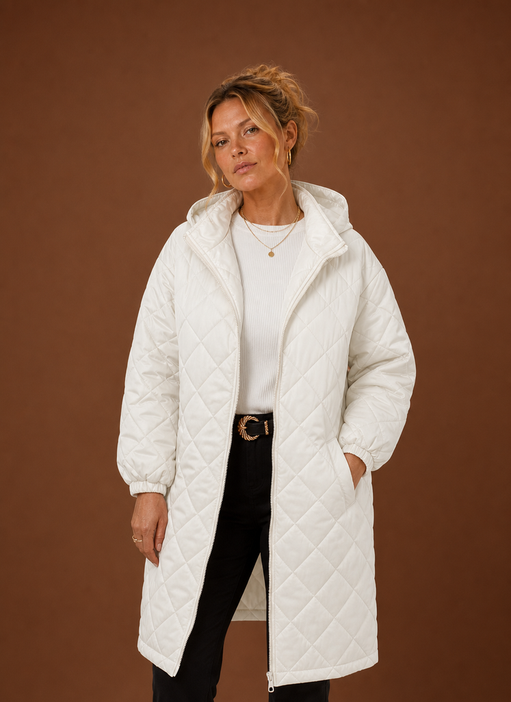 Women's Long Quilted Hooded Winter Coat | Areleon