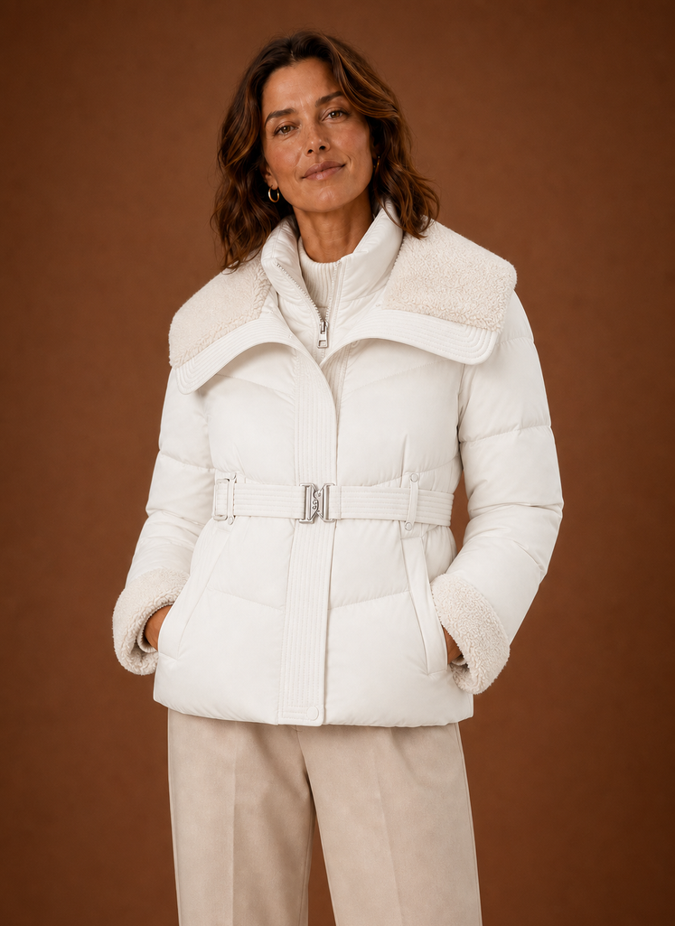 Women's Puffer Jacket - Belted Winter Coat | Areleon