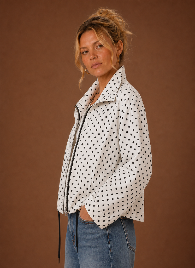 Women's Polka Dot Lightweight Jacket Casual Drawstring Coat | Areleon